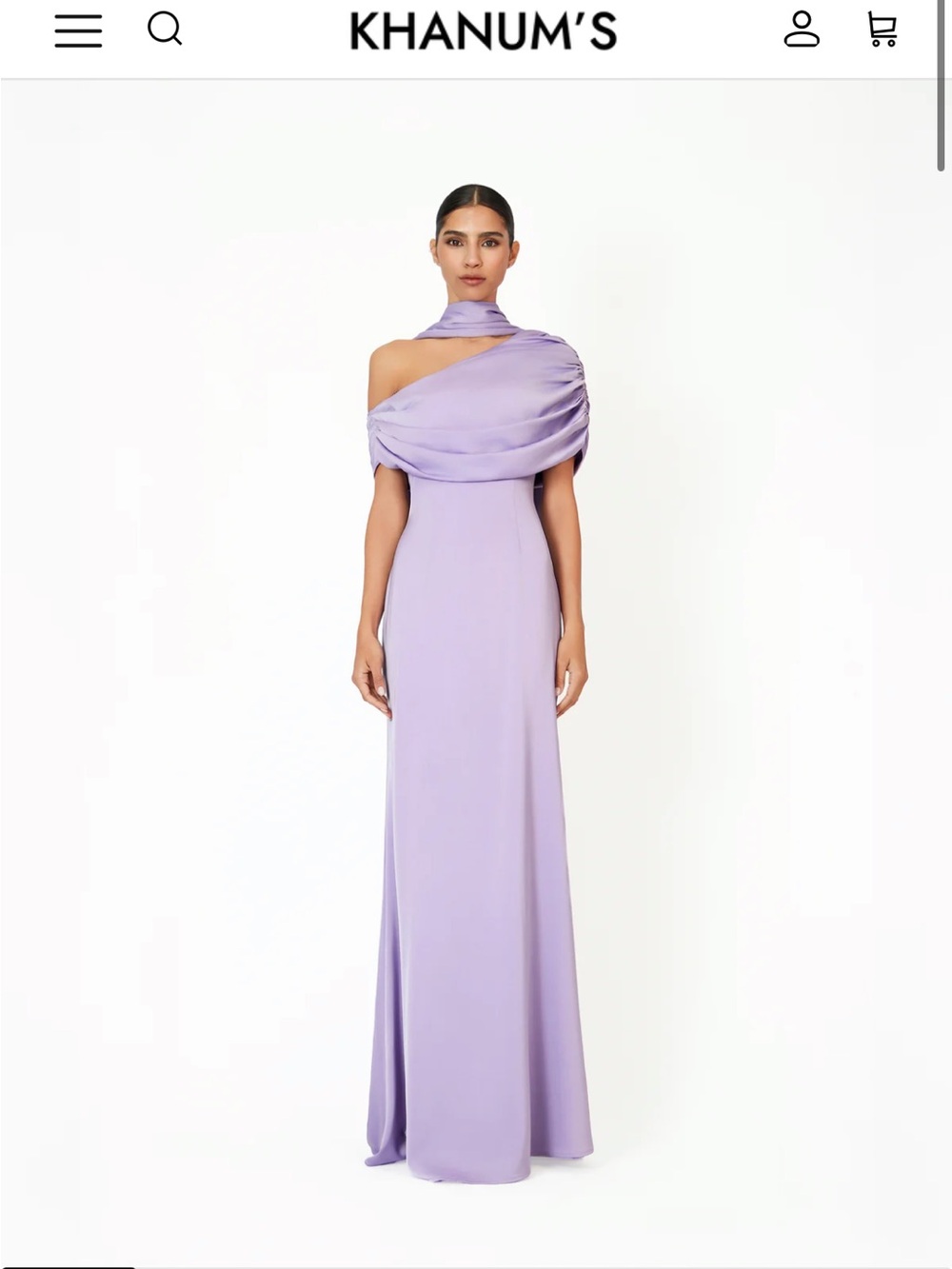Khanum's Lavender One-Shoulder Draped Maxi Gown